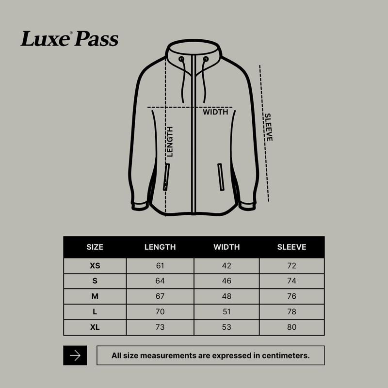 Size chart for Obsidian 756 Black Jacket